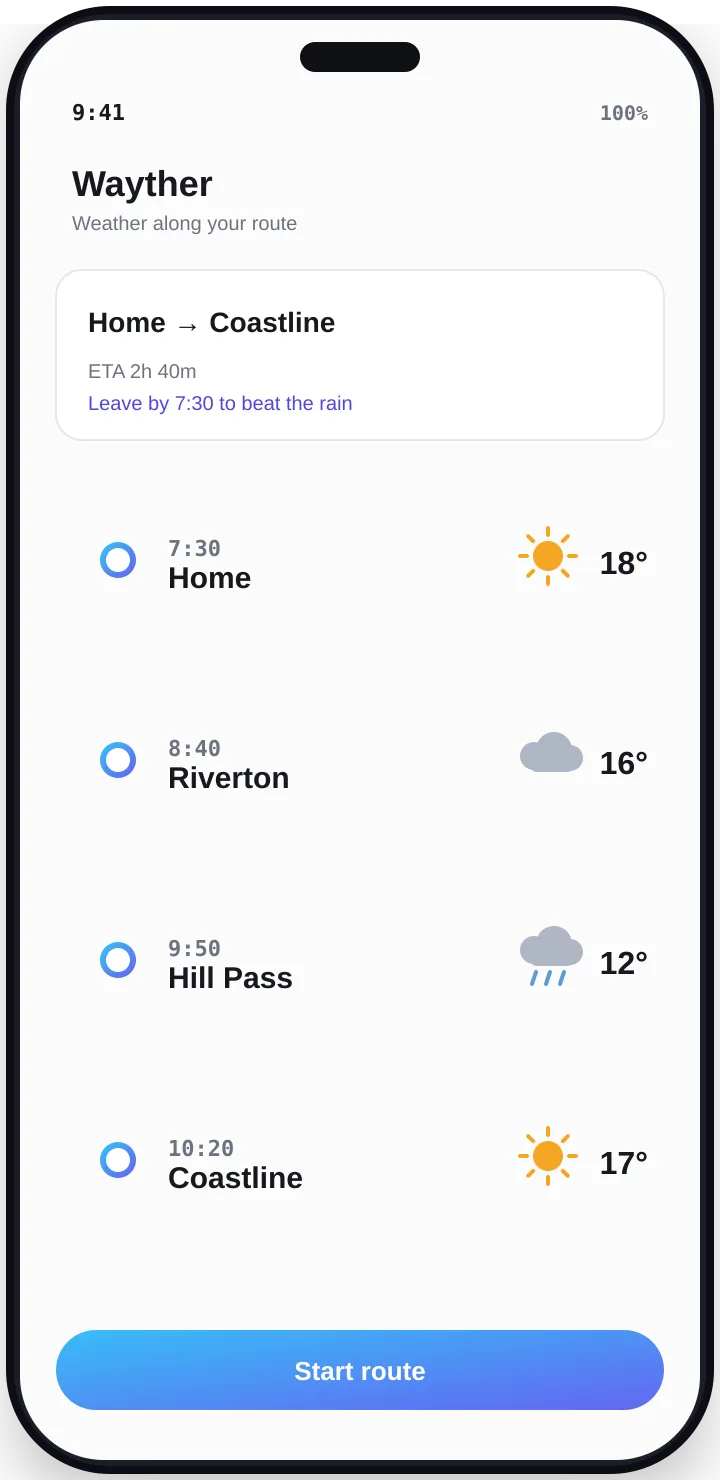 Wayther app preview